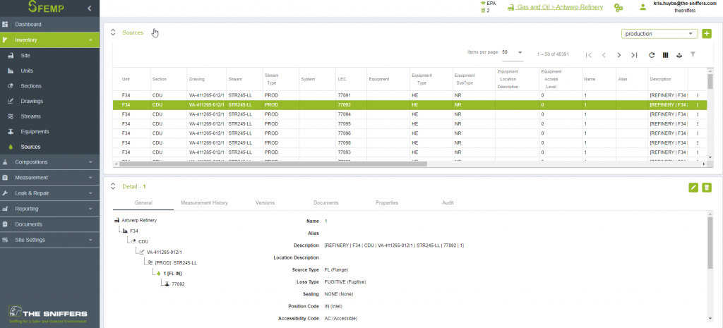 screenshot SFEMP inventory setup