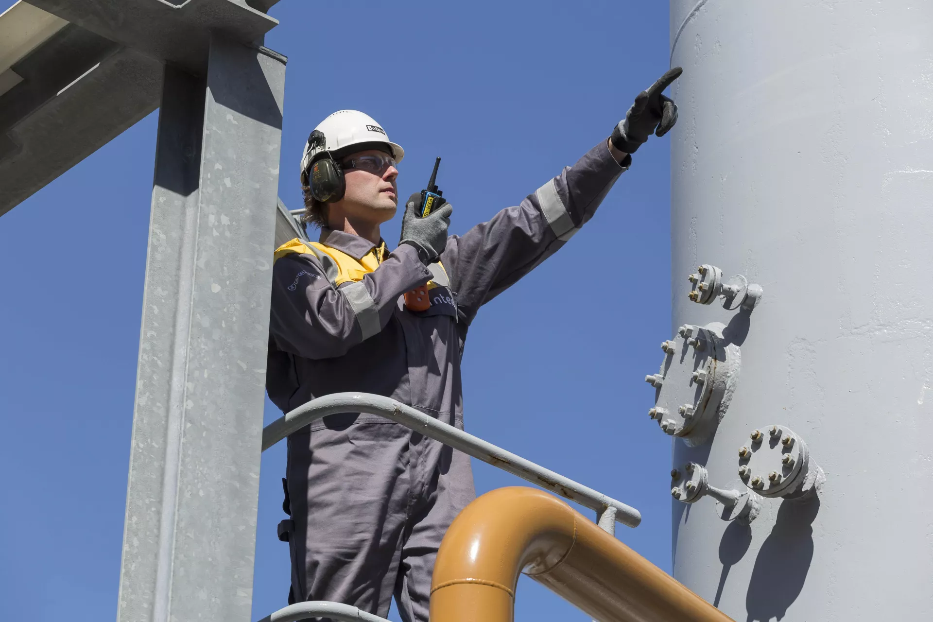 Intero employee pointing
